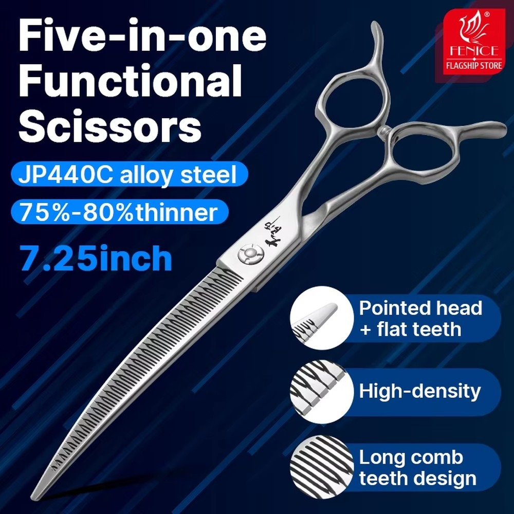 Grooming Scissors - 7.25인치 친환경 스테인리스 스틸 곡선형 털깎이
