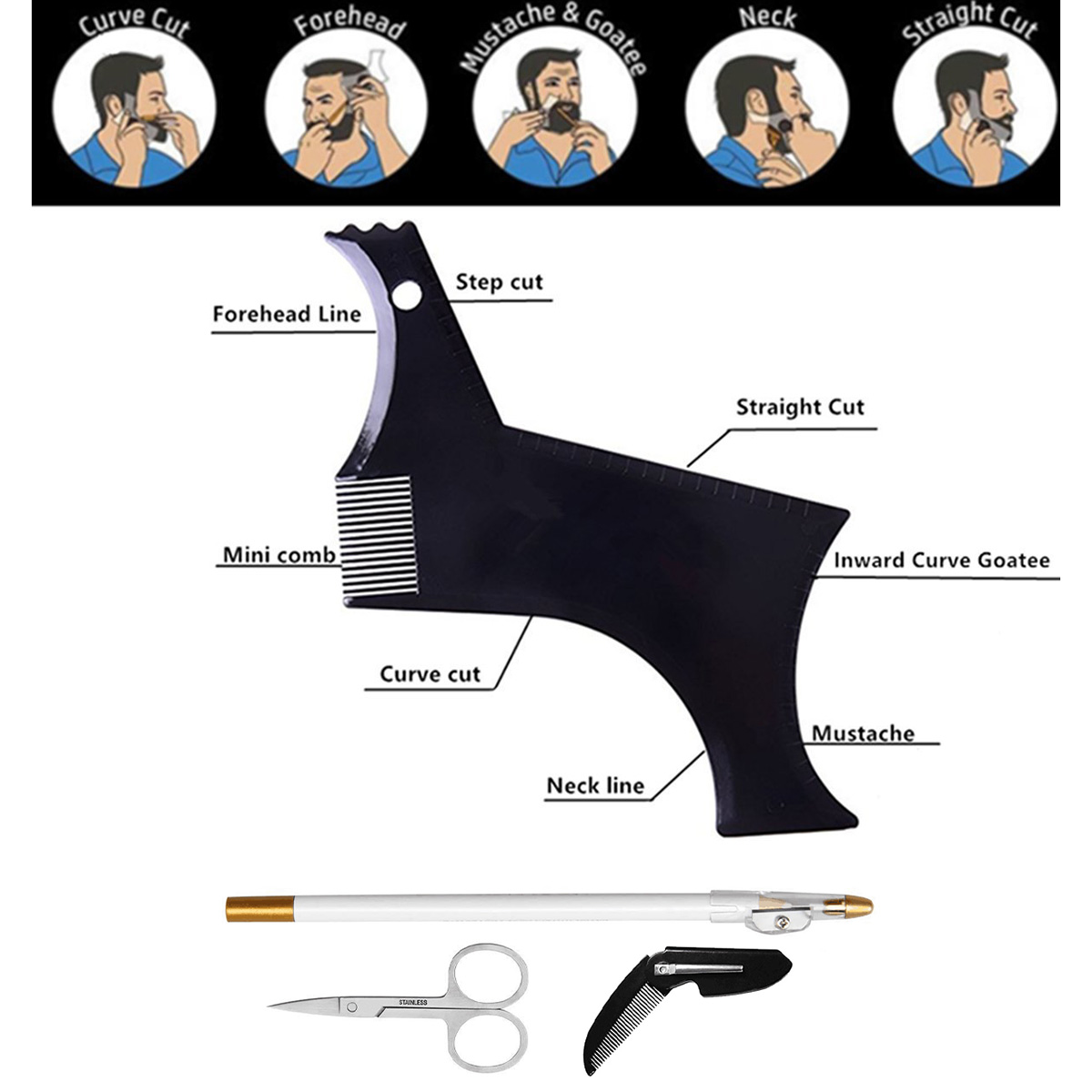 4종 세트 수염 정리 키트 멀티 커브 헤어라인 템플릿  - Beard Trimmer 리뷰 및 가격