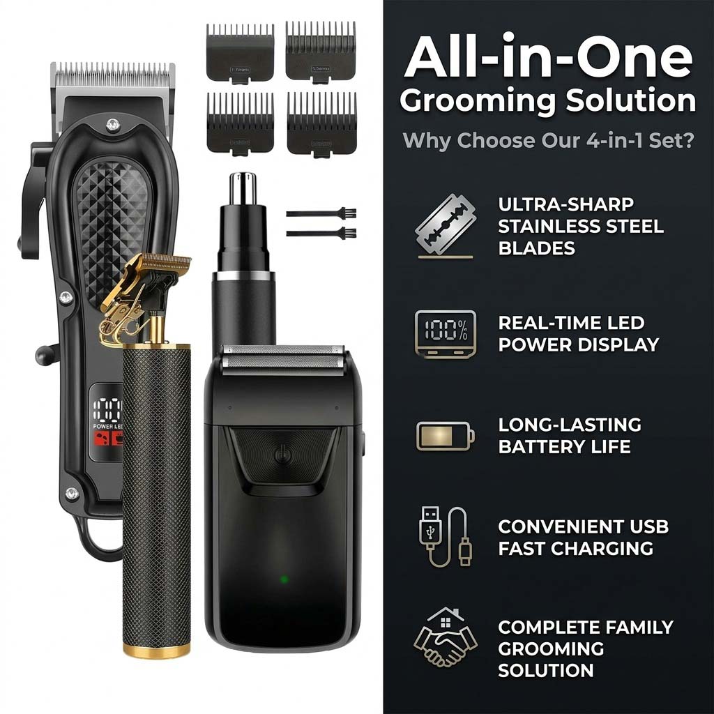 4가지 기능이 하나로 합쳐진 남성용 헤어 클리퍼 세트: - Electric Shaver Rotary 리뷰 및 가격