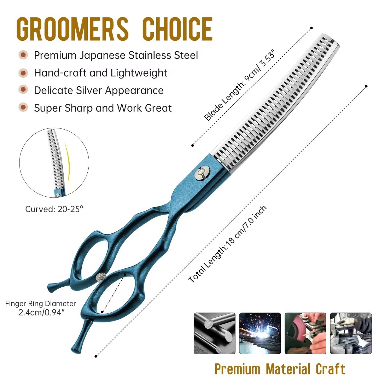 7인치 곡선형 청커 가위, 스테인리스 스틸 애견 미용  - Grooming Scissors 리뷰 및 가격