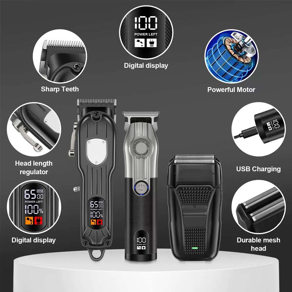 남성용 전문 이발사 헤어 클리퍼 세트 - 무선 트리머  - Electric Shaver Rotary 리뷰 및 가격